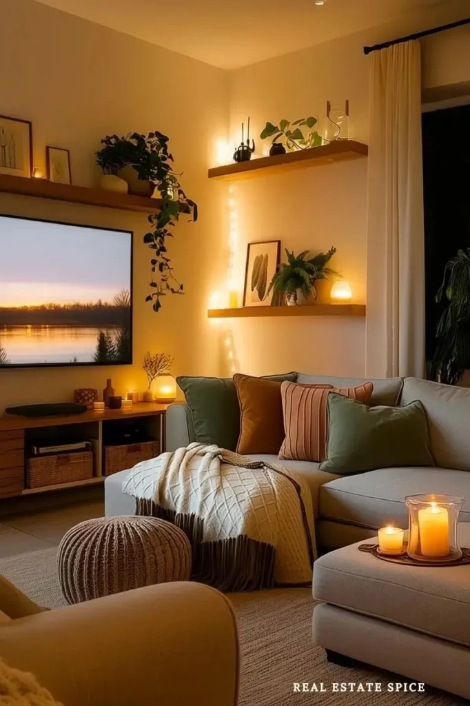 living room with large rug