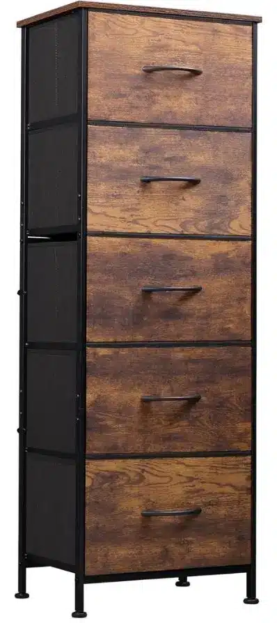 narrow 5 drawer tall dresser