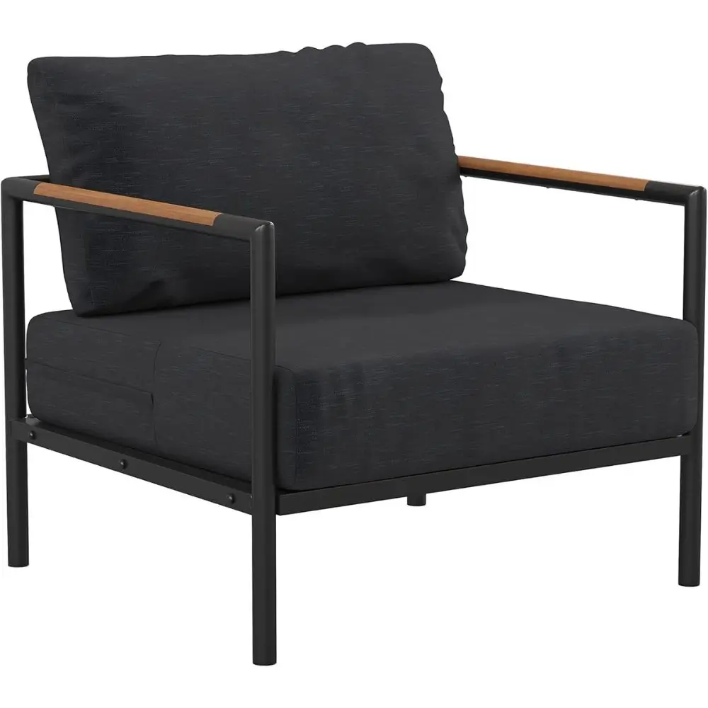 outdoor chair with teak wood arms
