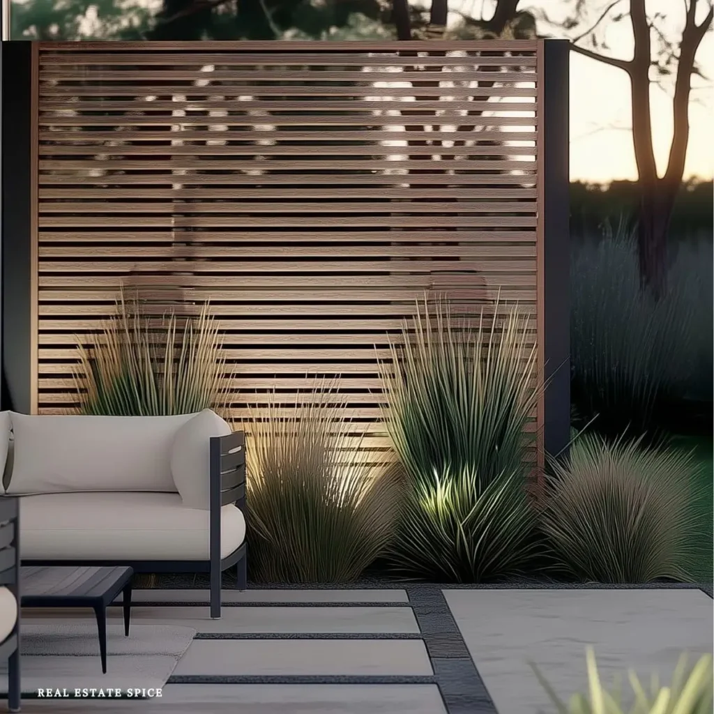 outdoor patio with privacy screen on one side