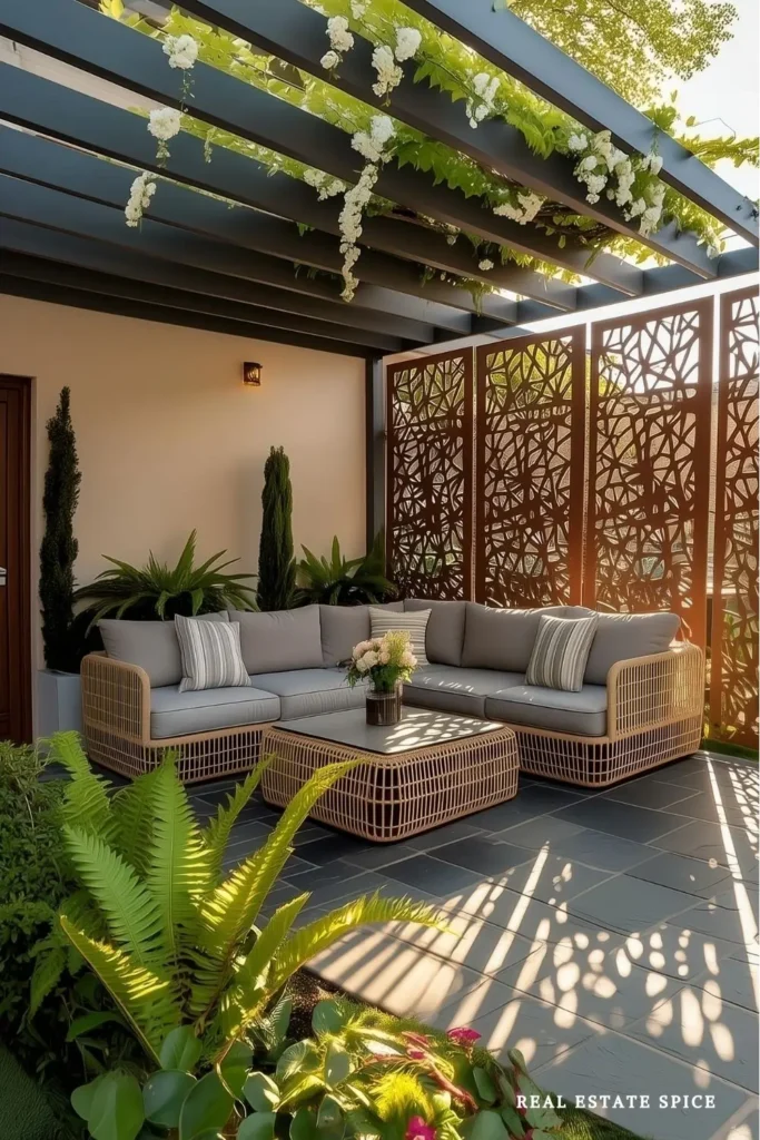 patio rule of 3 privacy metal privacy screens on patio