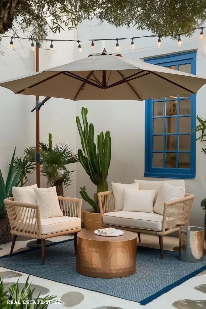 patio rule of 3 small patio with umbrella