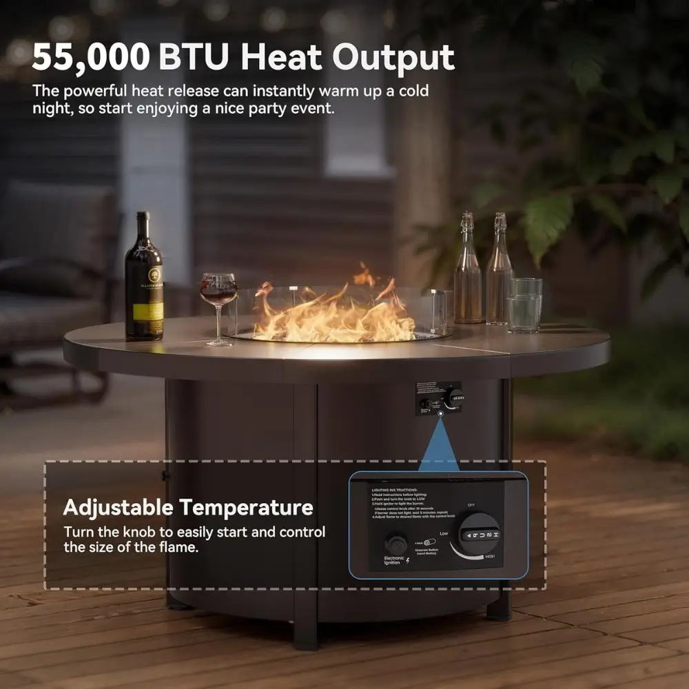 round propane fire pit table