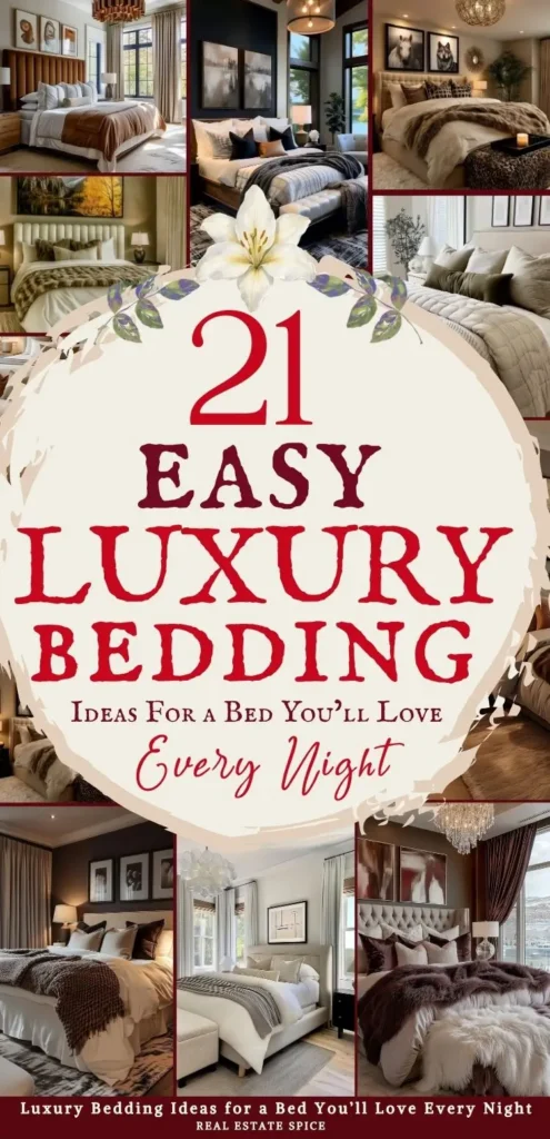says 21 easy luxury bedding ideas for a bed you'll love every night with 8 photos of luxury bedding below says Luxury Bedding Ideas for a Bed You’ll Love Every Night