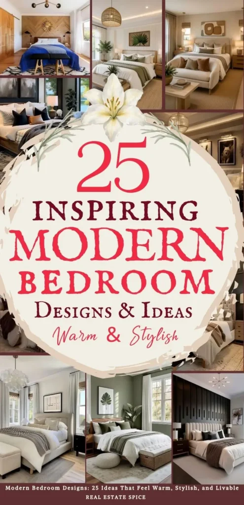 says 25 inspiring modern bedroom designs and ideas warm and stylish with 6 photos of modern bedrooms below says Modern Bedroom Designs 25 Ideas That Feel Warm, Stylish, and Livable