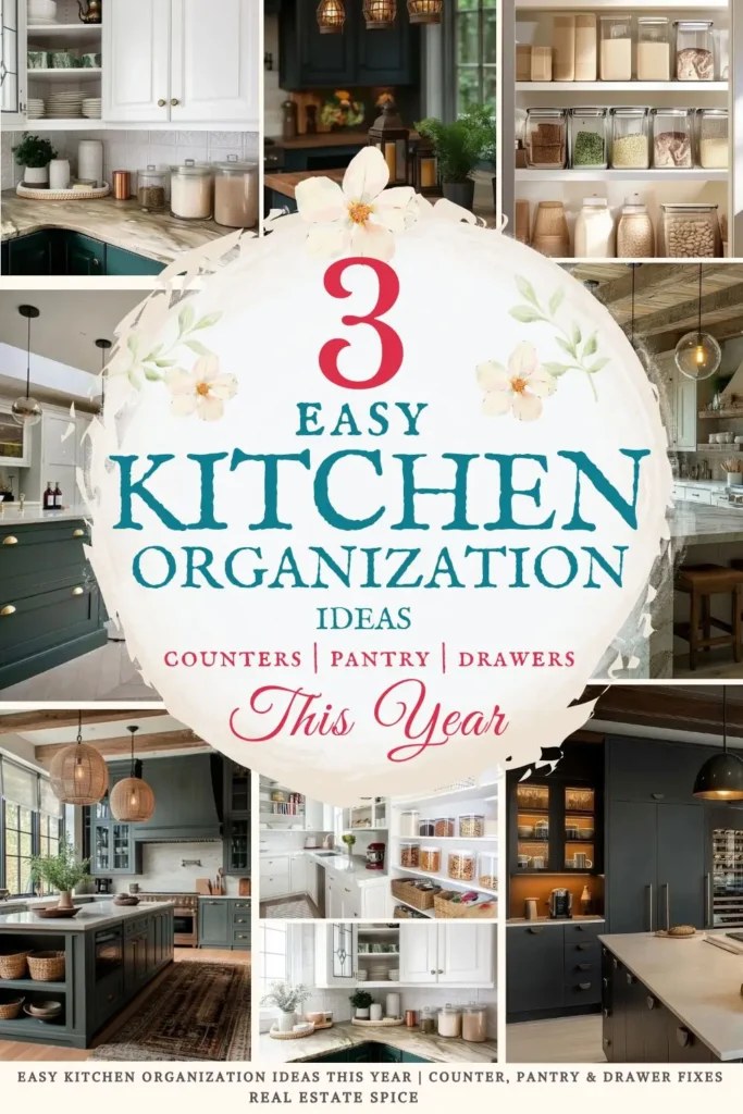 says 3 easy kitchen organization ideas counters pantry drawers this year with 9 photos of kitchens below says Easy Kitchen Organization Ideas This Year Counter, Pantry & Drawer Fixes