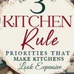 says 3 kitchen rule priorities that make kitchens look expensive with 5 photos of kitchens with kitchen cabinets lighting islands below says The Kitchen Rule of 3 Simple Priorities That Make Kitchens look expensive