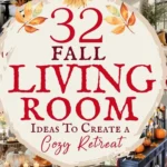 says 32 fall living room ideas to create a cozy retreat with 6 photos of living rooms decorated for fall below says Fall Living Room Ideas & Styling Tips | Cozy Autumn Decor, Colors & Seasonal Inspiration