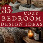 says 35 cozy bedroom design ideas with photo of cozy bedroom with bedding candles nightstand lighting
