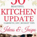 says 50 beautiful kitchen update cabinets DIY Budget Tips with 10 photos of kitchens below says Kitchen Update Inspo Ideas Cabinets, Budget Tips, DIY + Styling Tips
