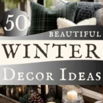 says 50 beautiful winter decor ideas with a living room decorated in winter decor