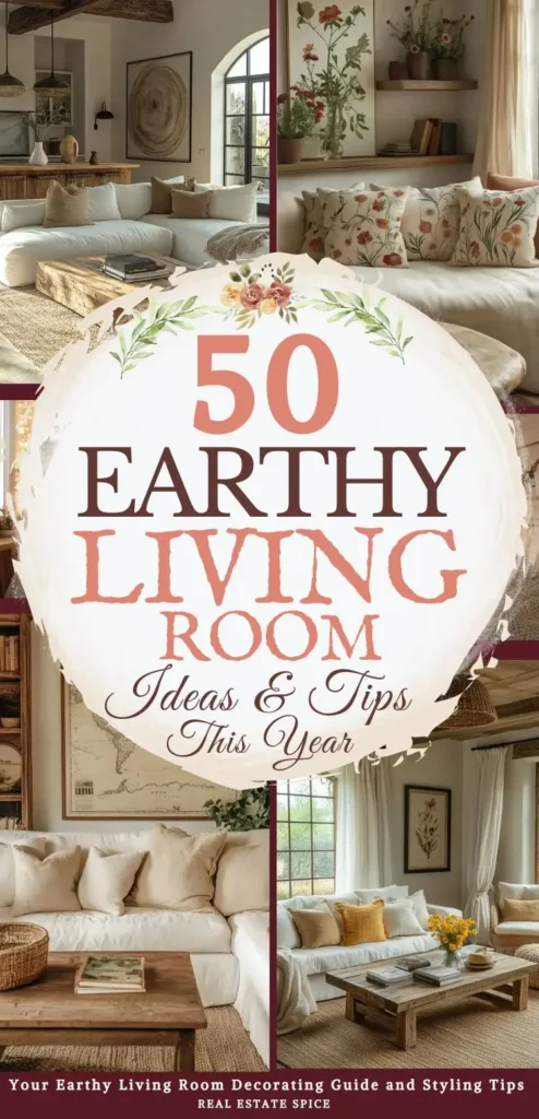says 50 earthy living room ideas and tips this year with 4 photos of earthy living rooms below says your earthy living room decorating guide and styling tips