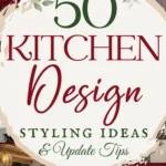 says 50 kitchen design styling ideas and update tips with 6 photos of kitchens below says Kitchen Design Styling Ideas & Update Tips Dream Kitchen Inspiration