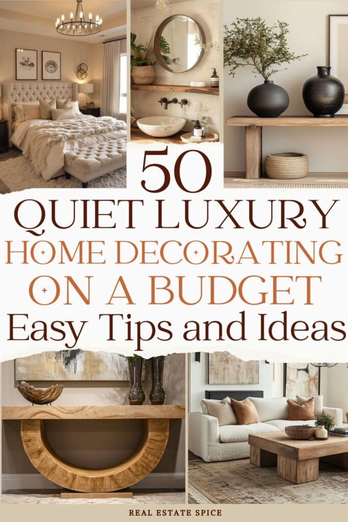 says 50 quiet luxury home decorating on a budget easy tips and ideas with 5 photos of home with quiet luxury interior design bedroom foyer console table living room neutral color spaces elegant homes
