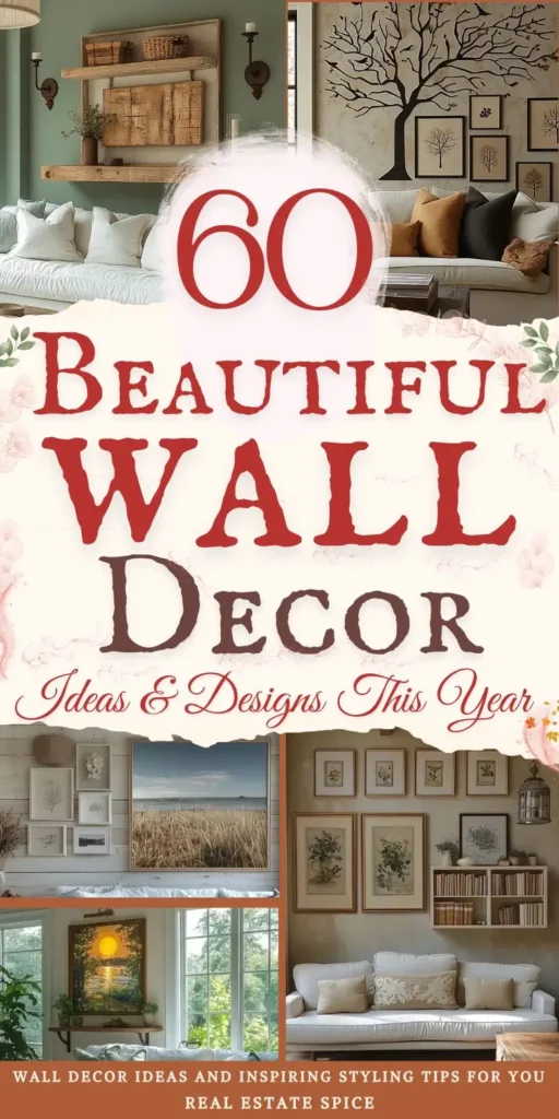 says 60 beautiful wall decor ideas and designs this year with 5 photos of walls in homes below says wall decor ideas and inspiring styling tips for you