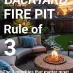 says backyard fire pit rule of 3 the 3 priorities that matter most with a backyard fire pit with a curved sofa around it chair