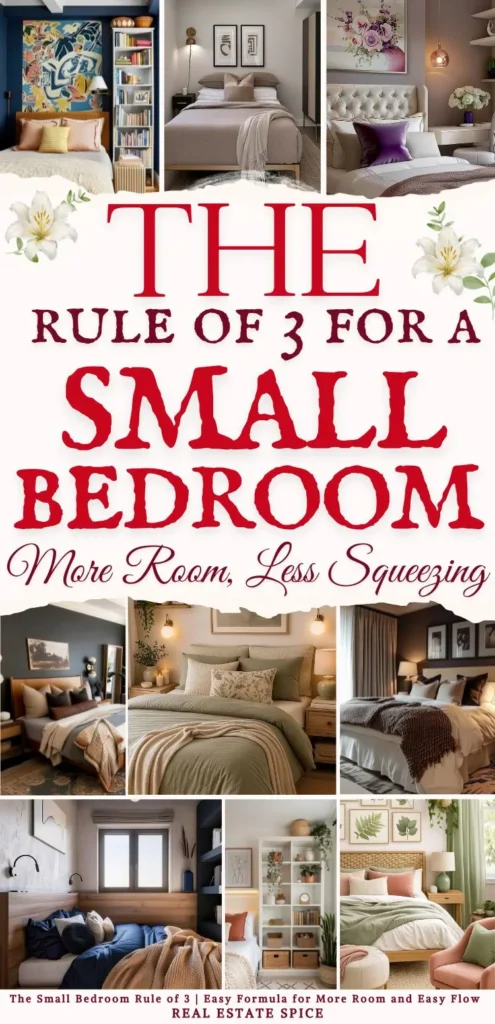 says the rule of 3 for a small bedroom more room less squeezing with 9 photos of small bedrooms below says The Small Bedroom Rule of 3 Easy Formula for More Room and Easy Flow