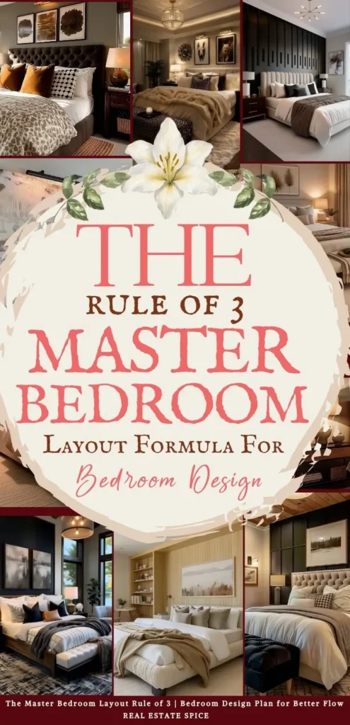 says the rule of 3 master bedroom layout formula for bedroom design with 6 photos of master bedrooms below says The Master Bedroom Layout Rule of 3 Bedroom Design Plan for Better Flow