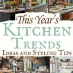 says this year's kitchen trends ideas and styling tips with 6 photos of kitchens with cabinets islands shelving below says this year's kitchen trends guide plus 25 easy decorating tips for you