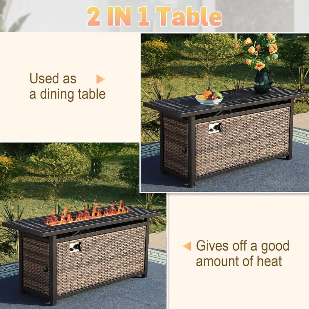 slim 2 in 1 table and gas fire pit