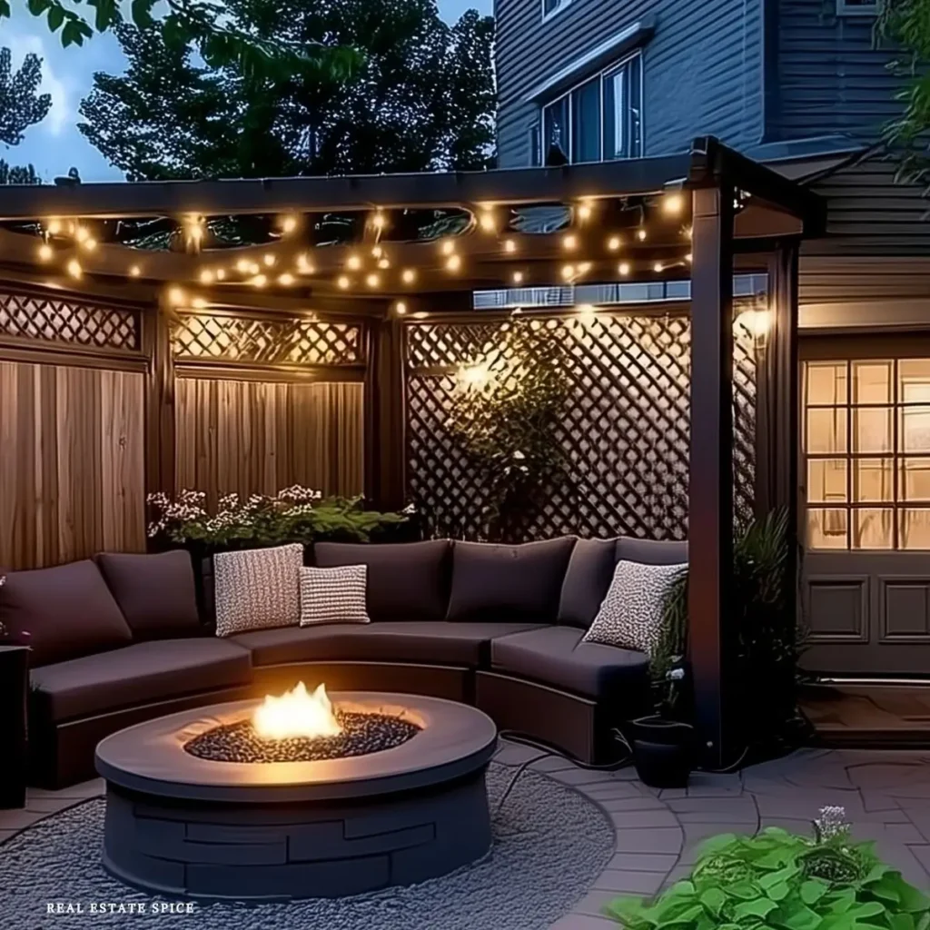 small backyard with firepit