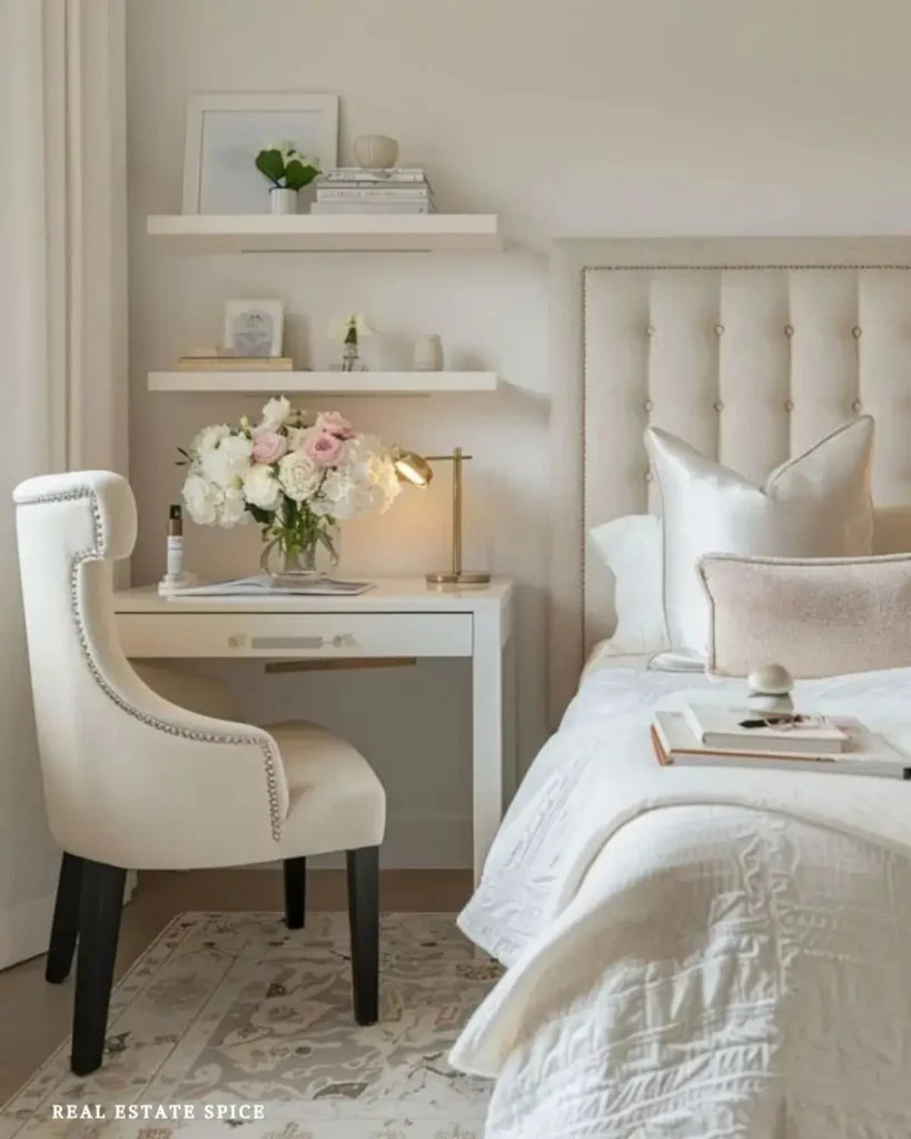 small bedroom with desk