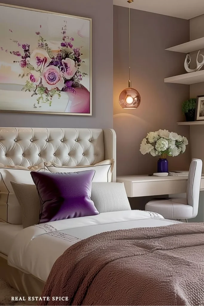 small bedroom with desk writing area