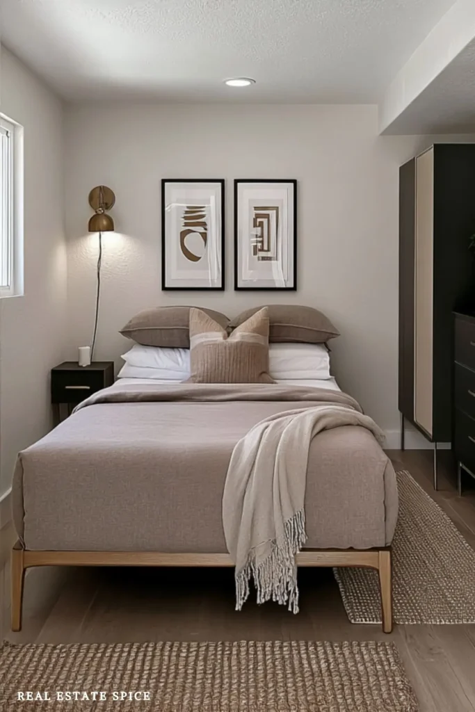 small bedroom with neutral colors
