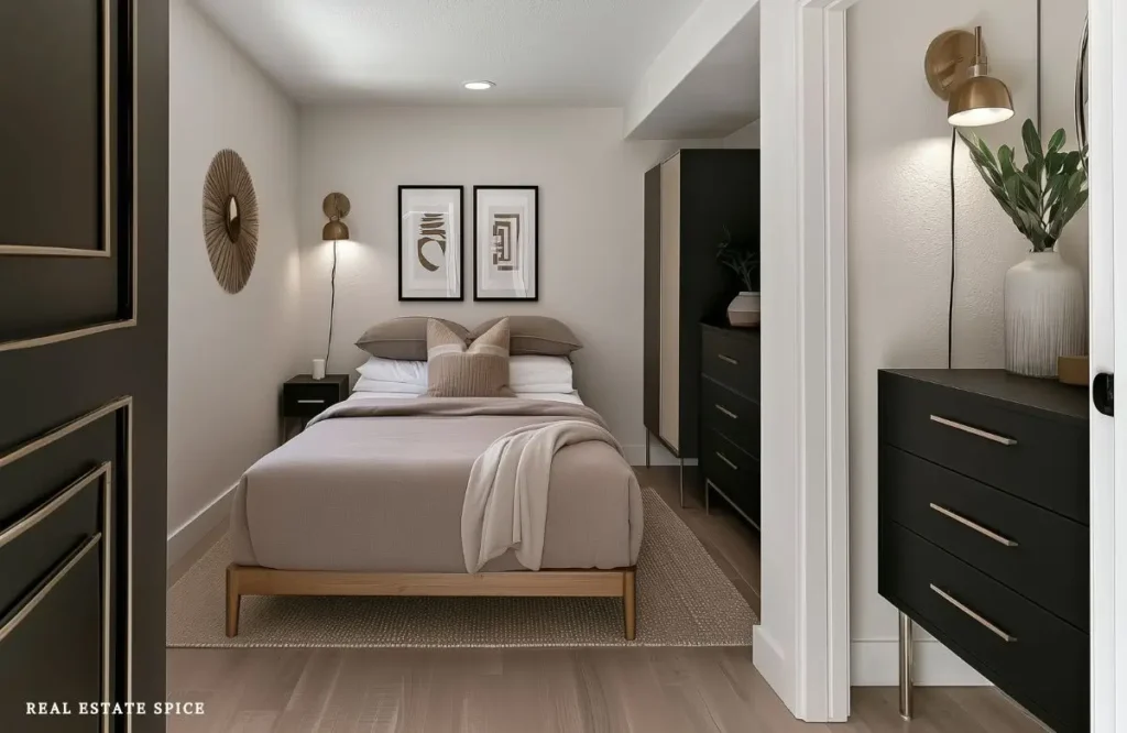 small bedroom with view from bedroom door