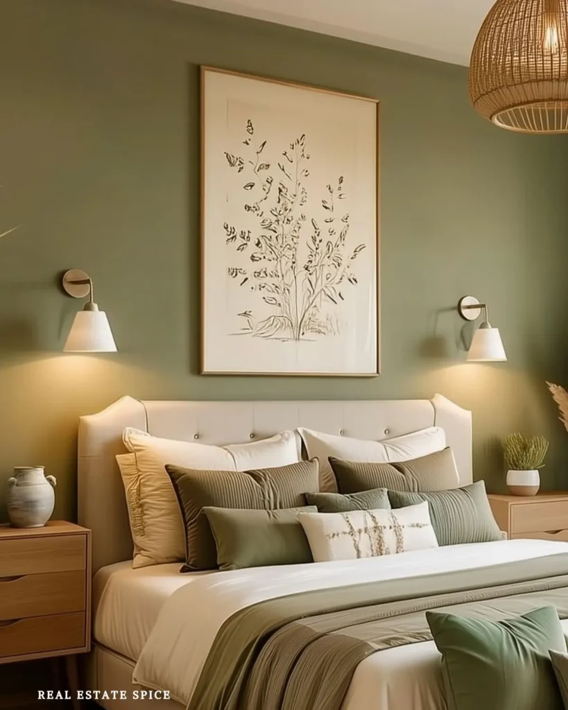small bedroom with wall mounted lighting wall sconce above bed