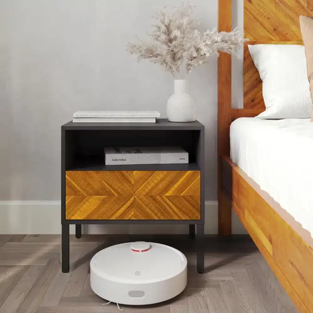 solid wood herringbone nightstand