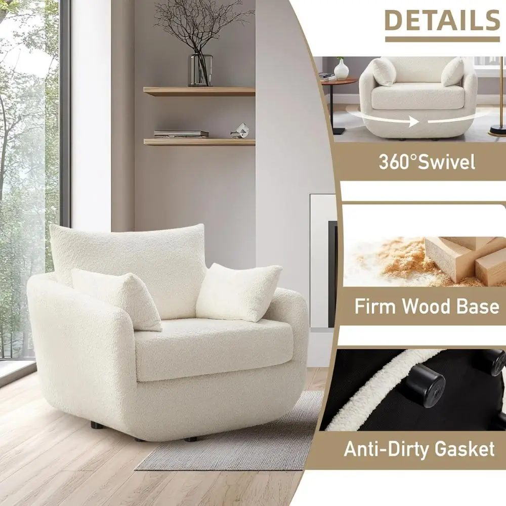swivel boucle armchair