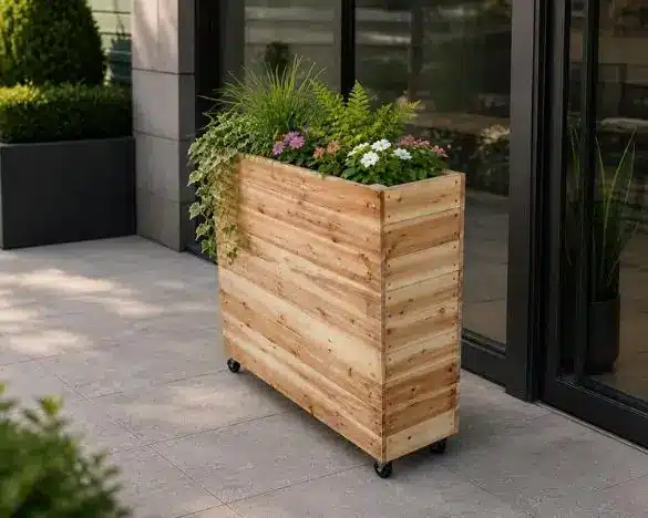 tall outdoor wooden planter box