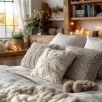 teen bedroom decorated for christmas