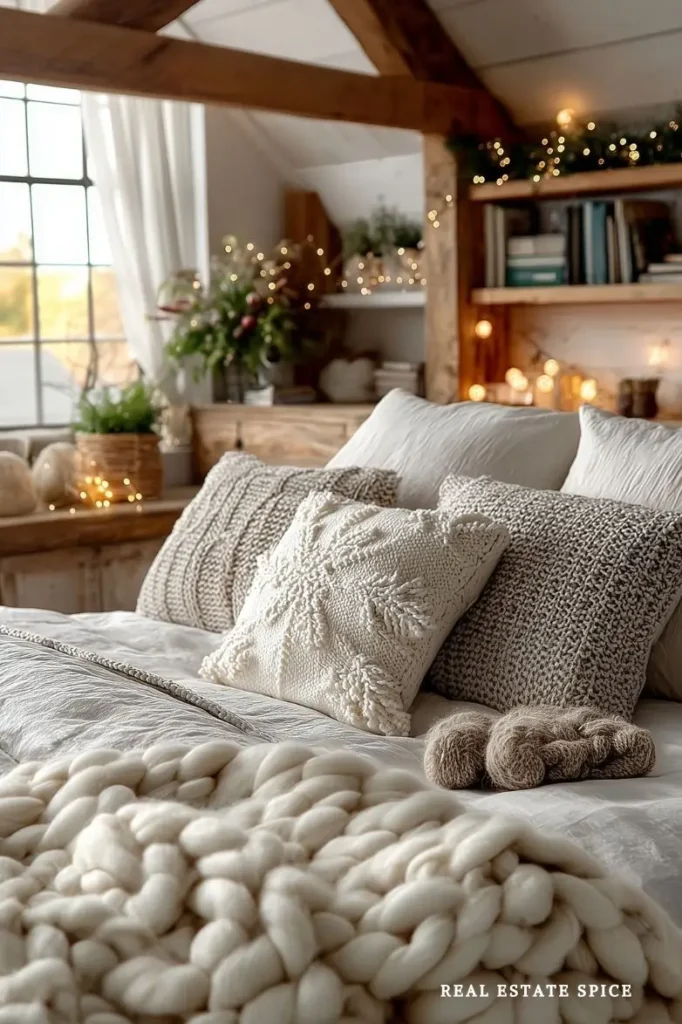 teen bedroom decorated for christmas