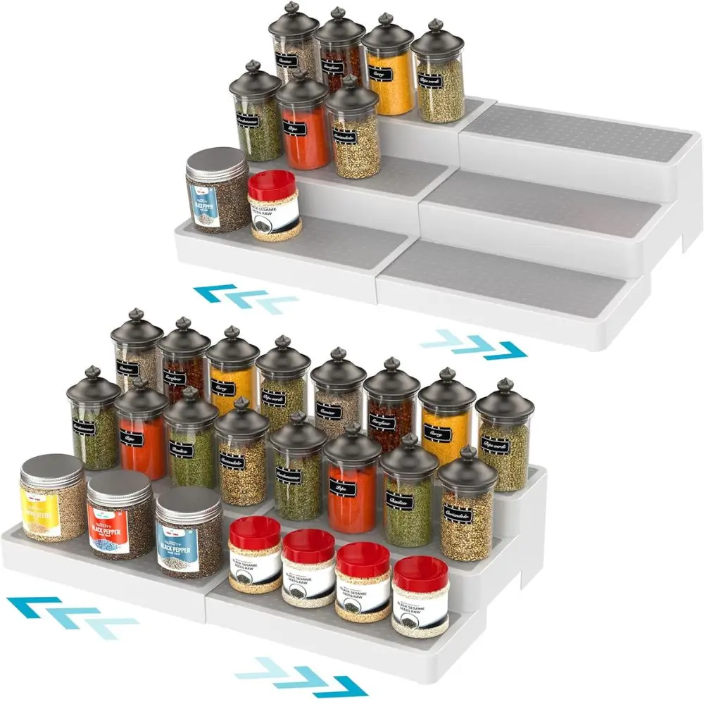 tiered expandable spice rack kitchen