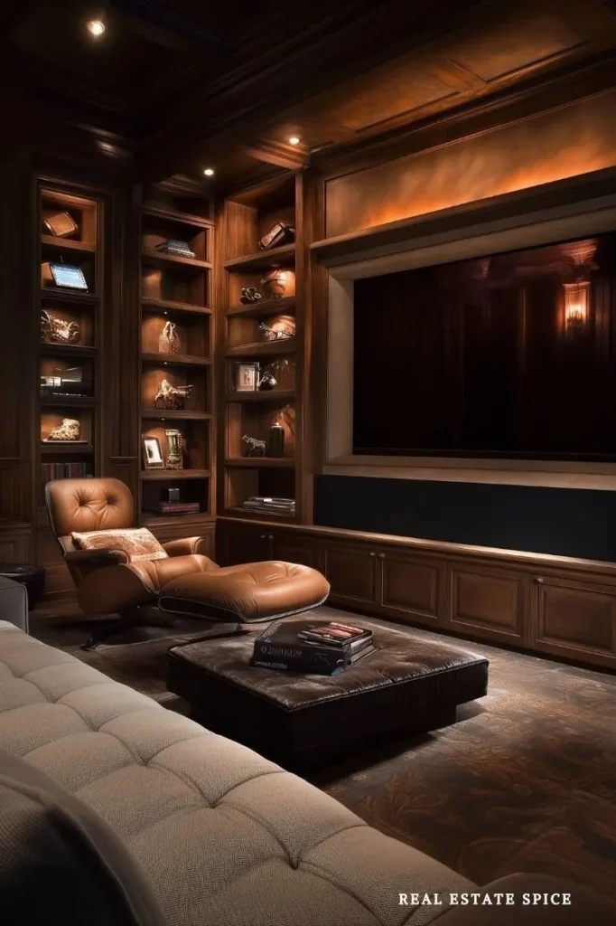 tv wall with built in shelves