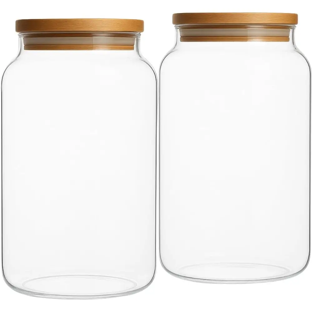 two glass jars with lids