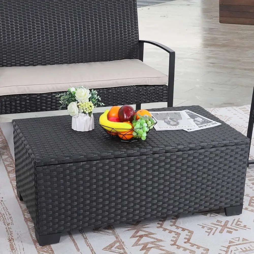 wicker outdoor coffee table with storage
