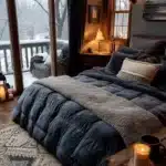 winter bedroom velvet accents cozy lighting
