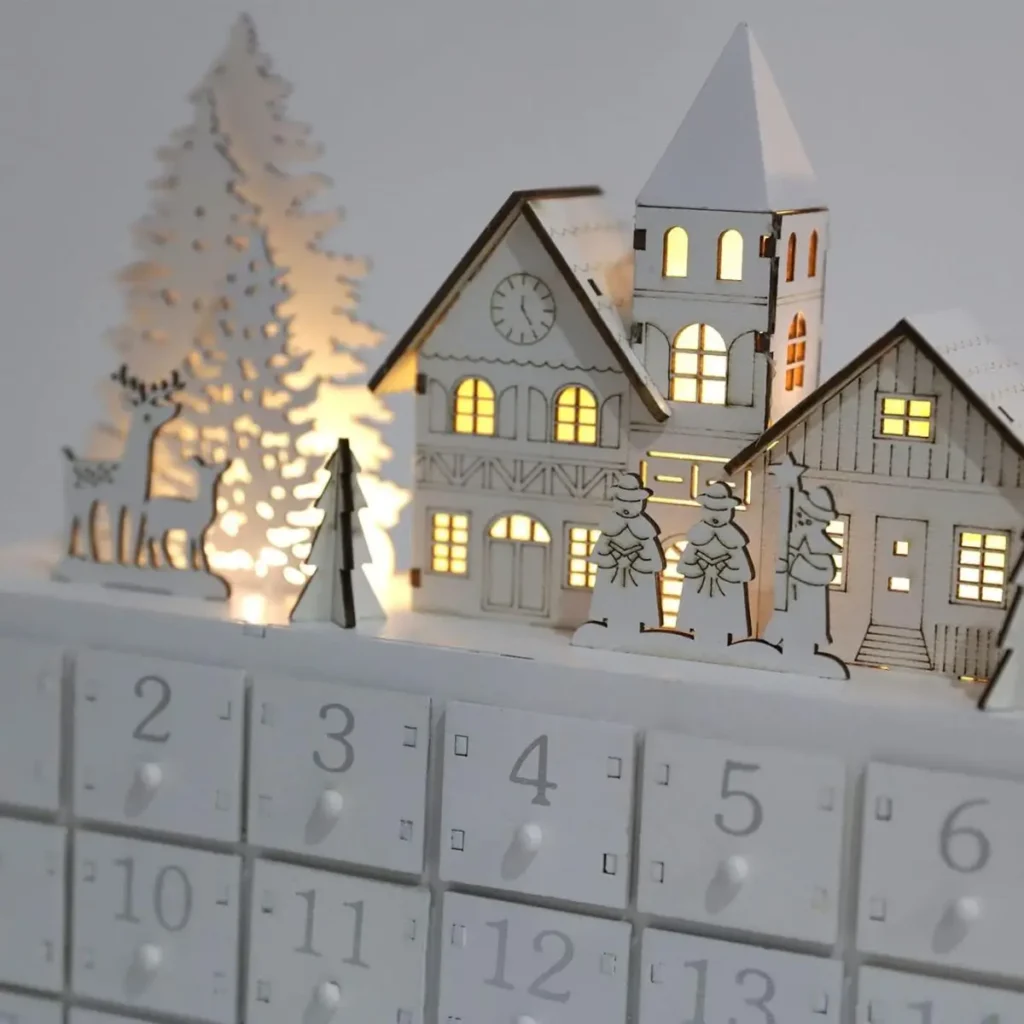 wooden christmas advent calendar house with 24 drawers to add your own